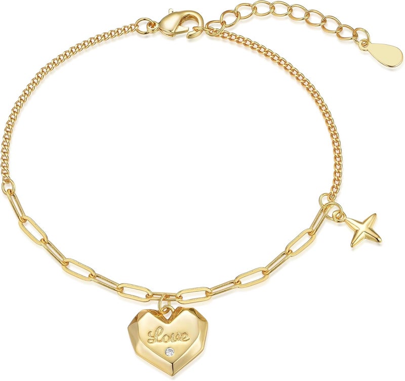 FRUMOS Dainty Layering Bracelets for Women 18 k Gold Plated Fashion Adjustable Chunky Cuban Paperclip Link Chain Bracelets Jewelry for Women Gift - Image 1
